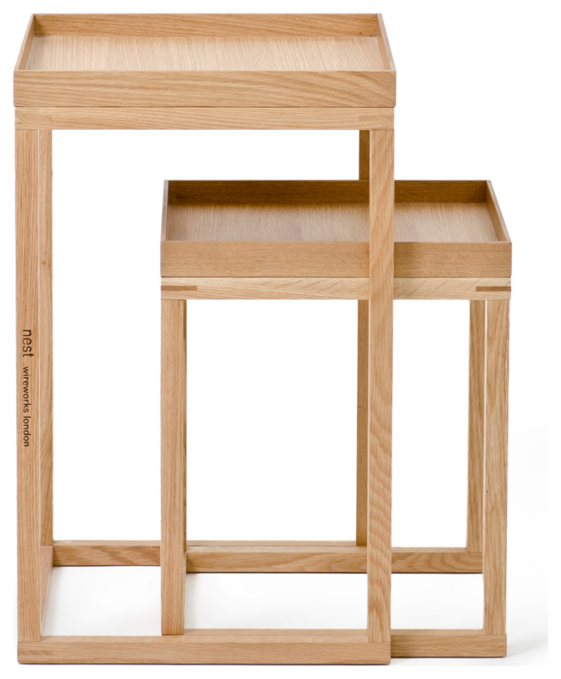 Wooden Nesting Side Table Set | Wireworks, Oak/Oak
