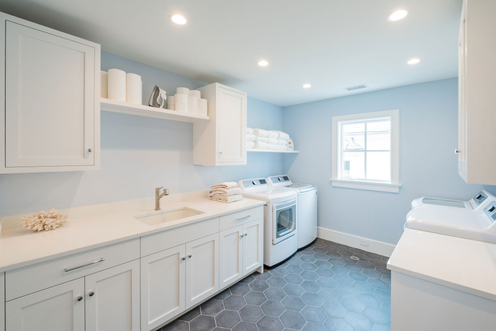 This is an example of a beach style laundry room in Philadelphia.