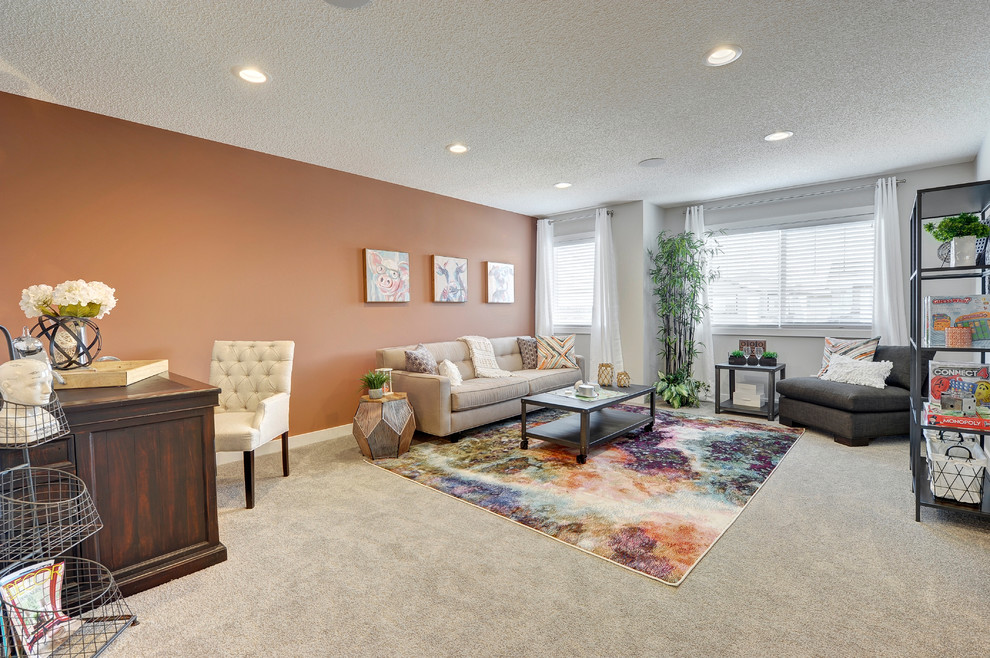 Transitional home design photo in Edmonton