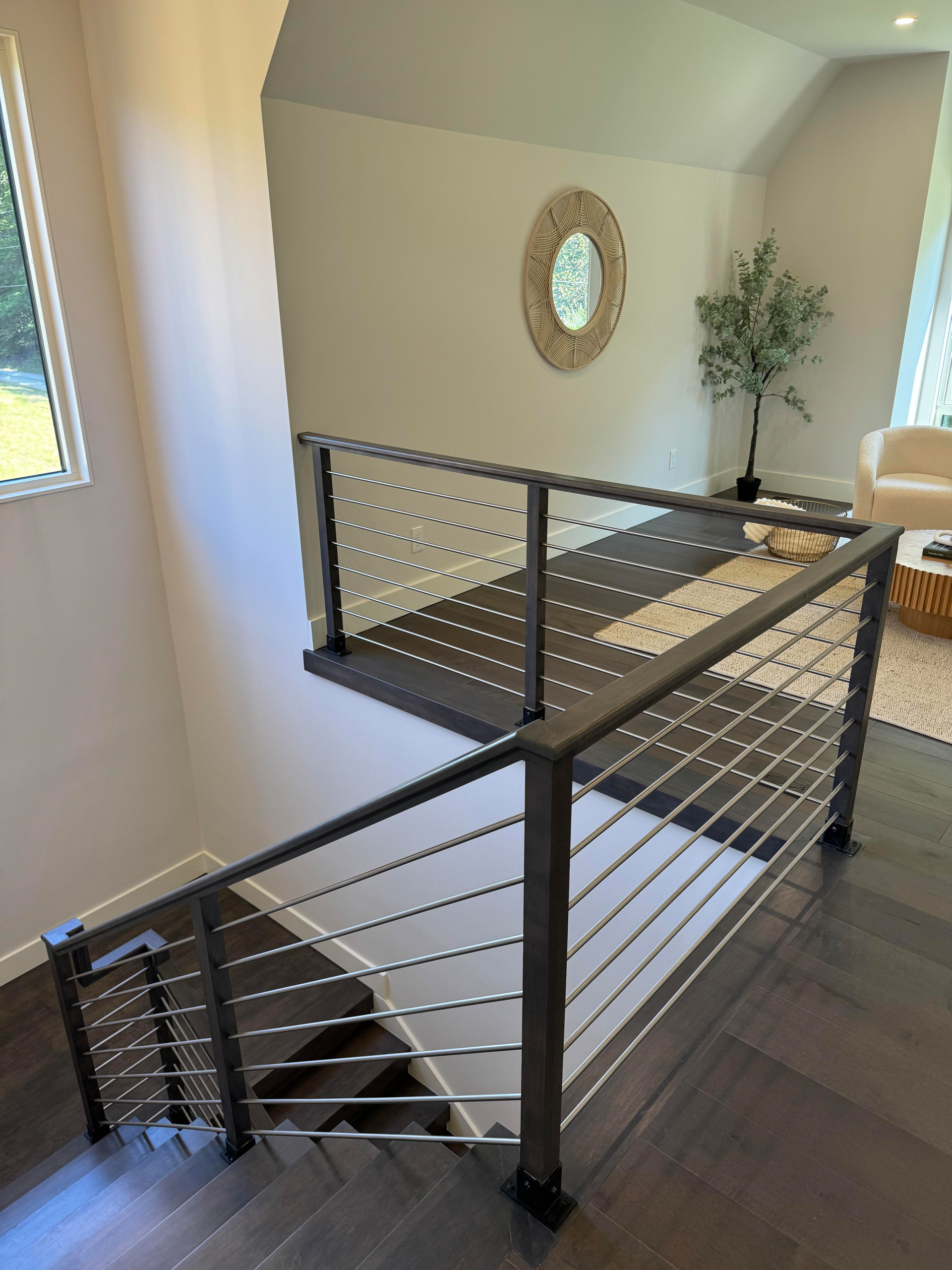 137_Transitional Maple Staircase with Stainless Steel Rail, Clifton, VA 2014