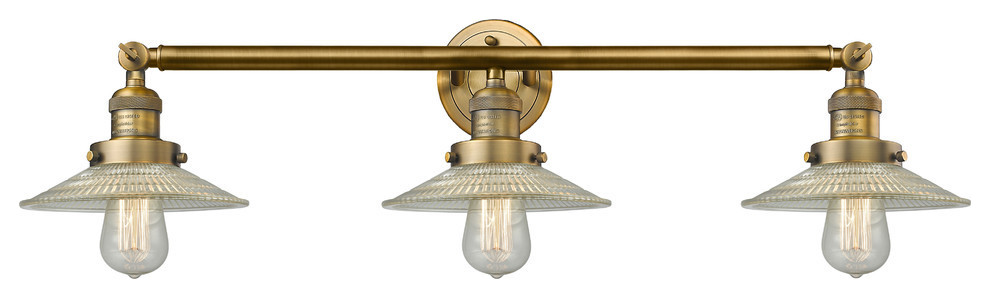 Innovations Halophane 3-Light Bathroom Fixture, Brushed Brass ...