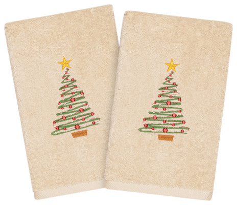 Linum Home Textiles Christmas Tree Hand Towels, Set Of 2