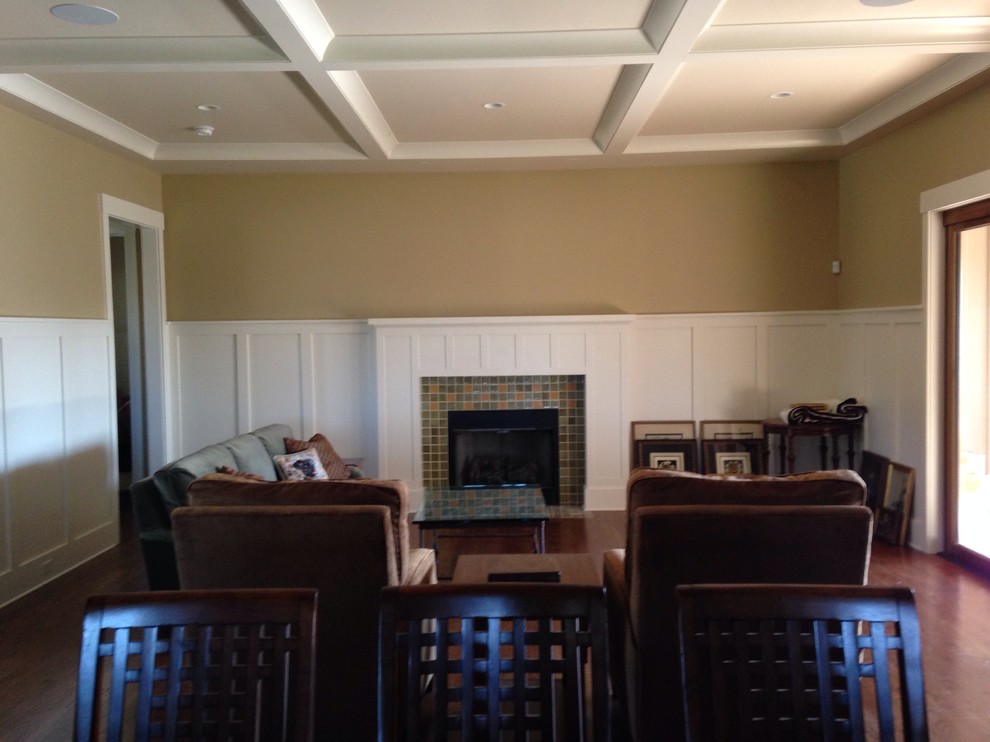 Hanging pics on tall wainscot.