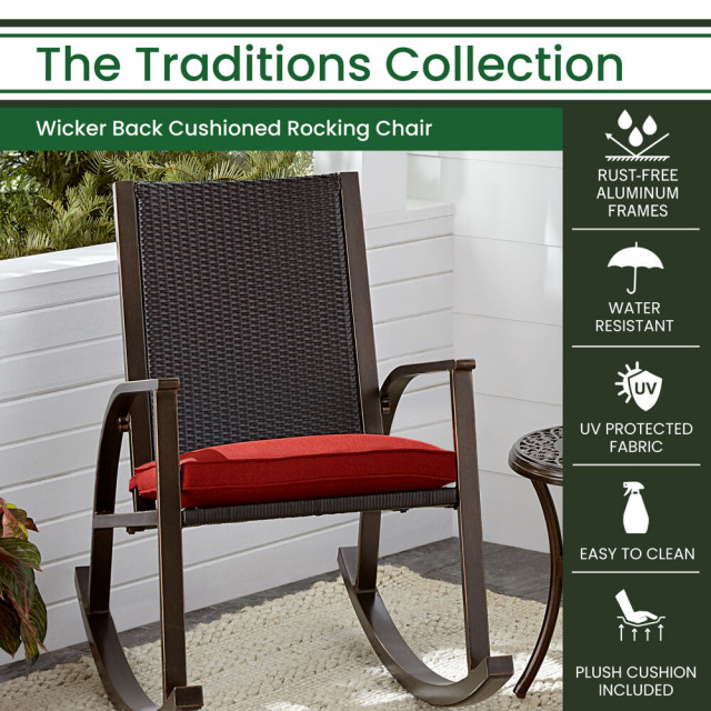 Traditions Aluminum Wicker Back Cushioned Rocking Chair - Tropical ...