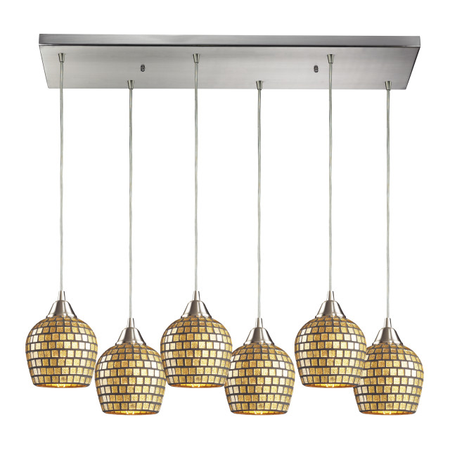 Fusion 6Light Rectangular Pendant Fixture Contemporary Pendant
