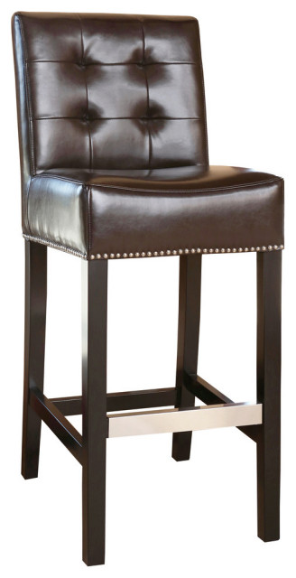 Jordana Leather Bar Stool, Brown