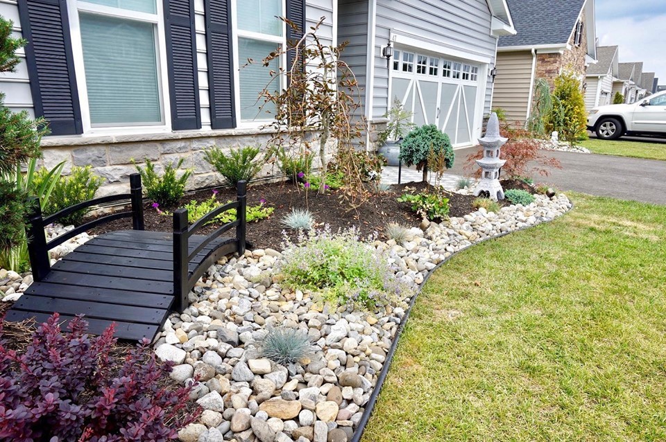 Monroe NJ, Front Contemporary Landscaping & Walkway