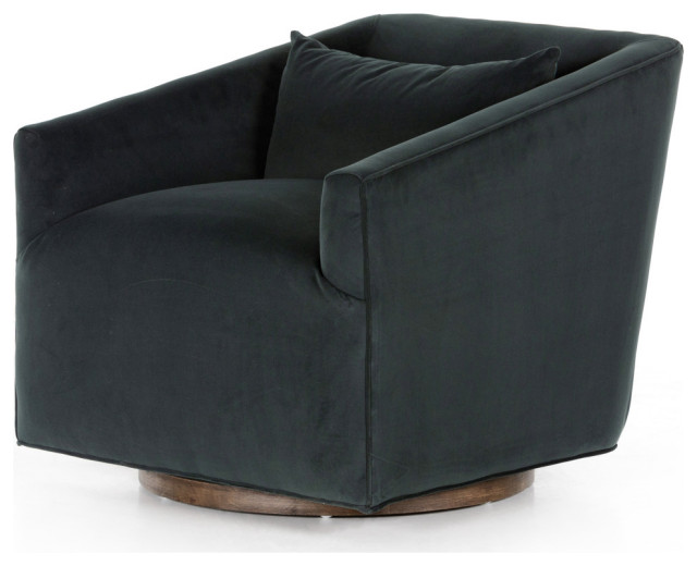 Vincent Modern Velvet Smoke Swivel Chair Transitional Armchairs And