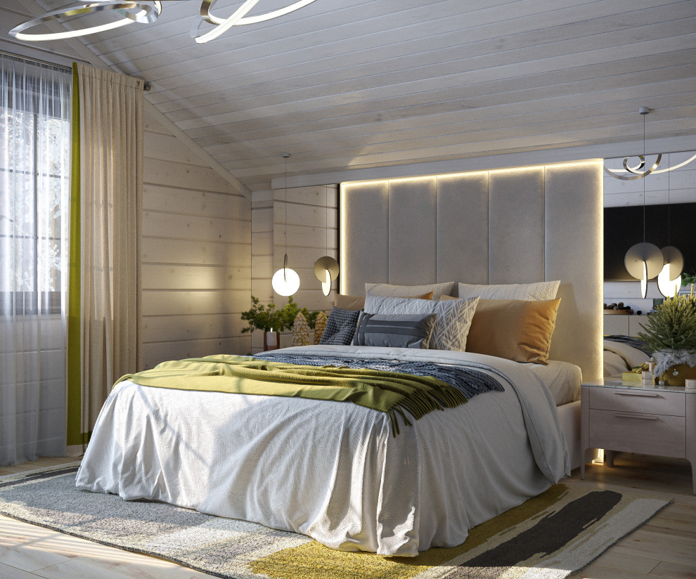 Мастер спальня, дом из бруса в КП Перелески