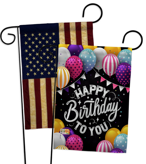 Happy Birthday To You Garden Flag Pack Us Vintage Applique Double Sided 13x18 5 Modern Flags And Flagpoles By Breeze Decor Happy Birthday To You Garden Flag Pack, Birthday Garden Flags