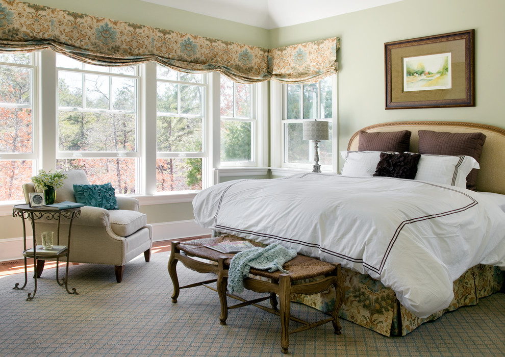 This is an example of a traditional master bedroom in Boston.