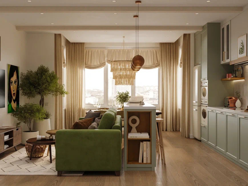 Трехкомнатная квартира 108 м² в скандинавском стиле с элементами бохо