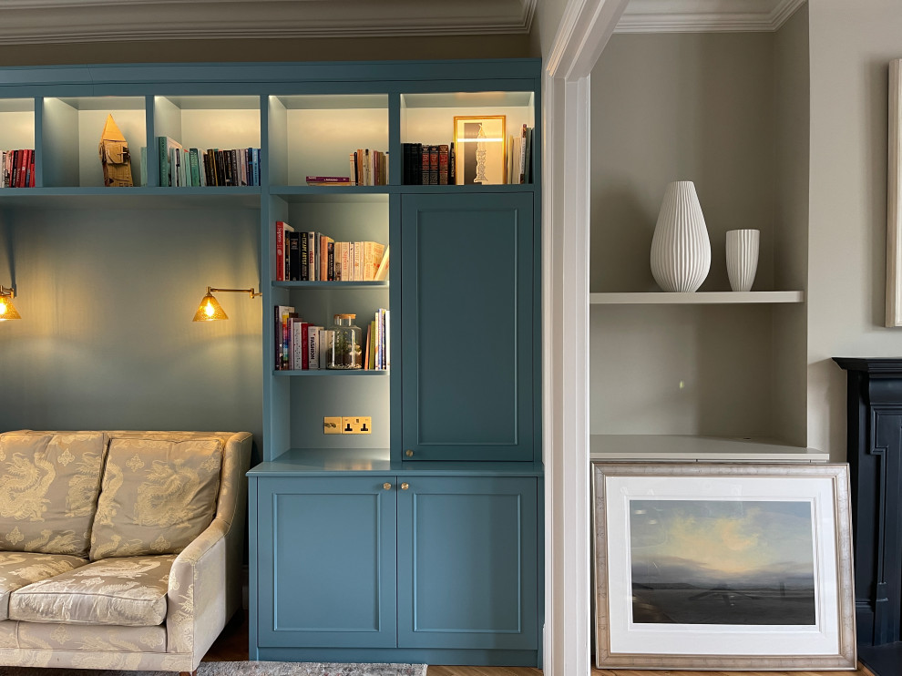 Blue Spray Painted laquered Media Unit Alcoves