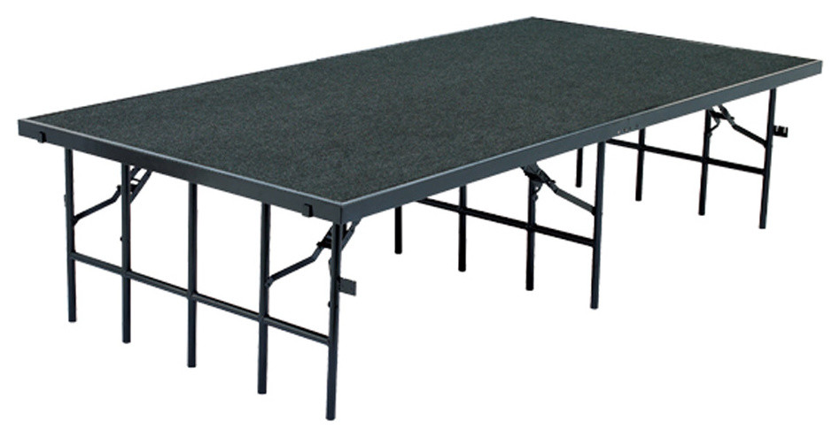 National Public Seating Portable Stage with Carpet in Black - 48"x96"x8"
