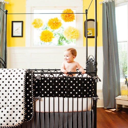 Black And White Dots And Stripes Crib Bedding Collection By