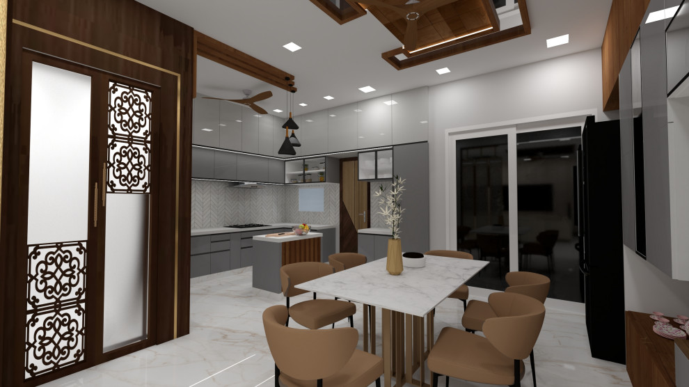 Inspiration for a contemporary dining room in Hyderabad.