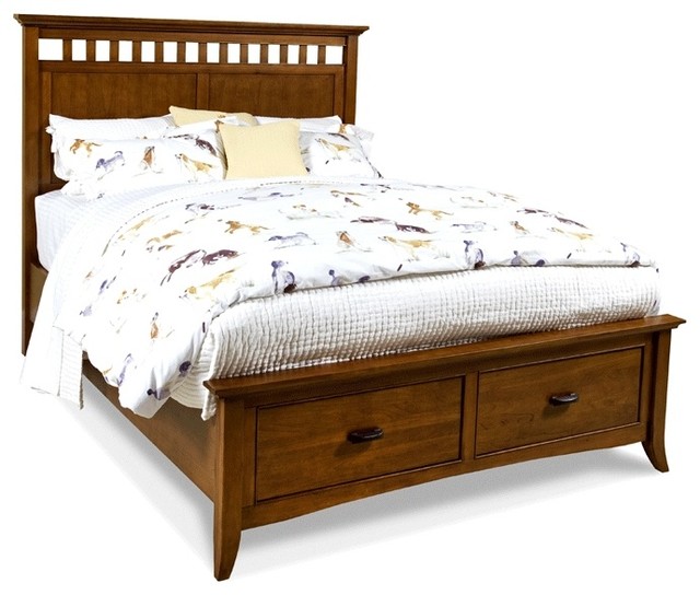 Modern Shaker Storage Bed Cherry Finish Queen Contemporary Modern Shaker Storage Bed Cherry Finish Queen Contemporary Platform Beds By Ladder