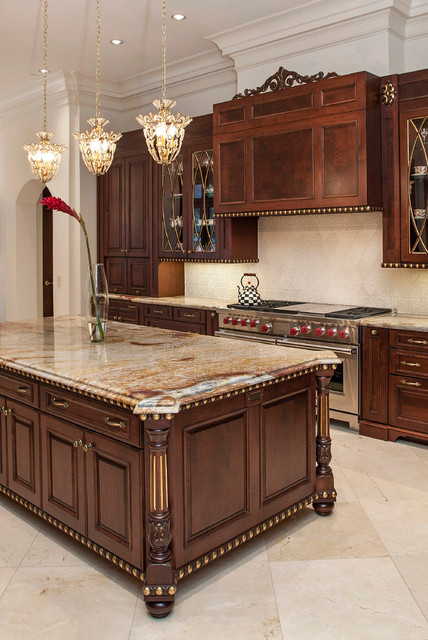 Kitchen With Gold Details Traditional Kitchen Houston By