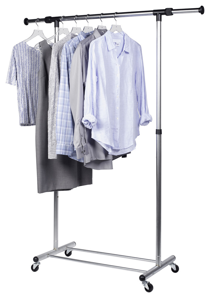 Garment Rack, Frosty Chrome Garment Rack Contemporary Clothes Racks