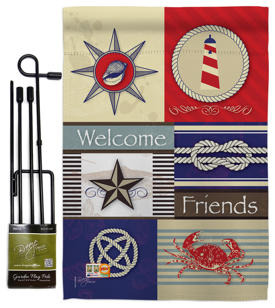 Shoreline Collage Coastal Nautical Garden Flag Set Modern Flags And
