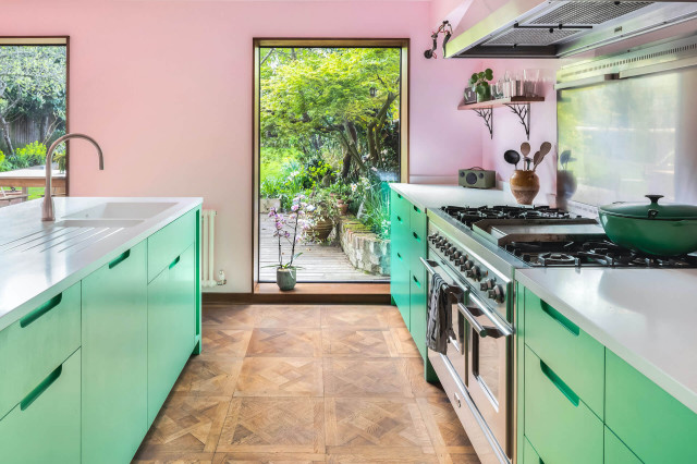 Granada Green Kitchen - Flat Panel eclectic-kitchen