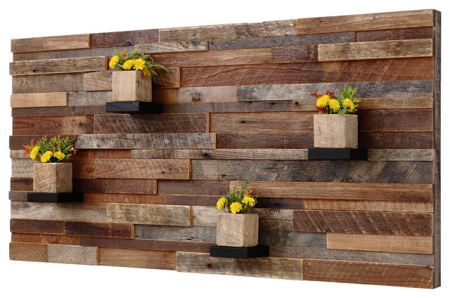 Wood wall art with wood shelves 48"x24"x5" made of reclaimed barnwood