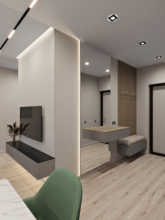 Светлая кухня-гостиная в современном стиле