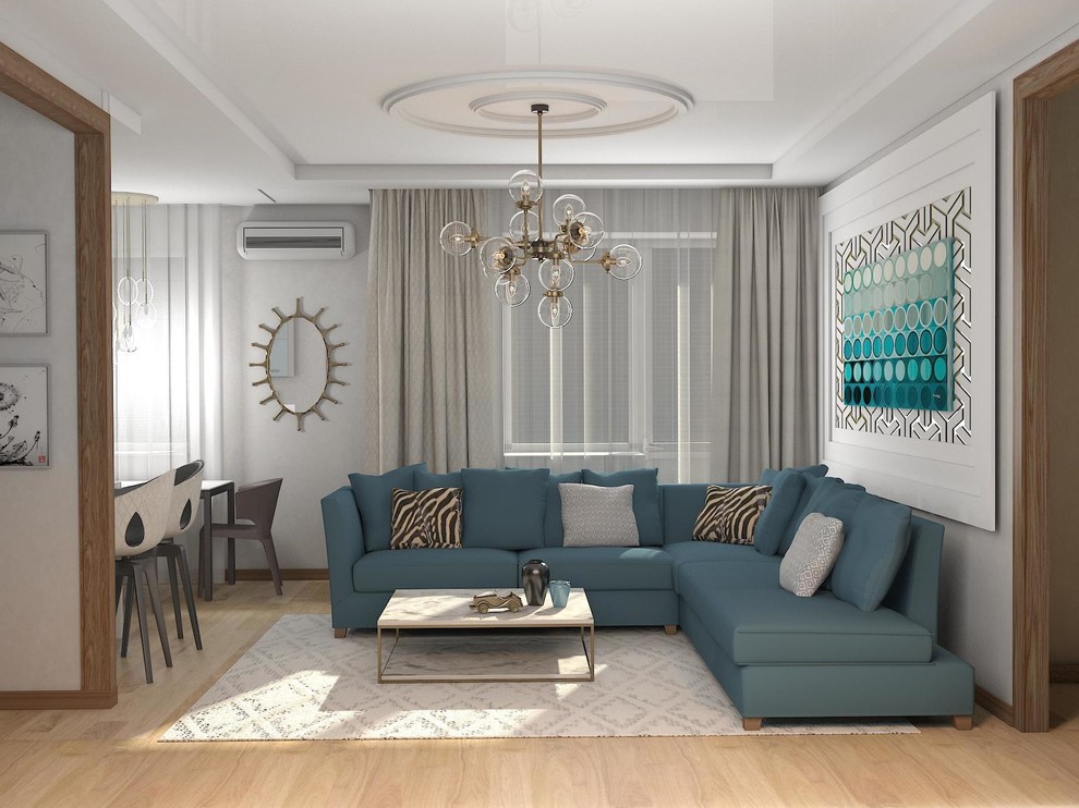 Студия с бирюзовым диваном