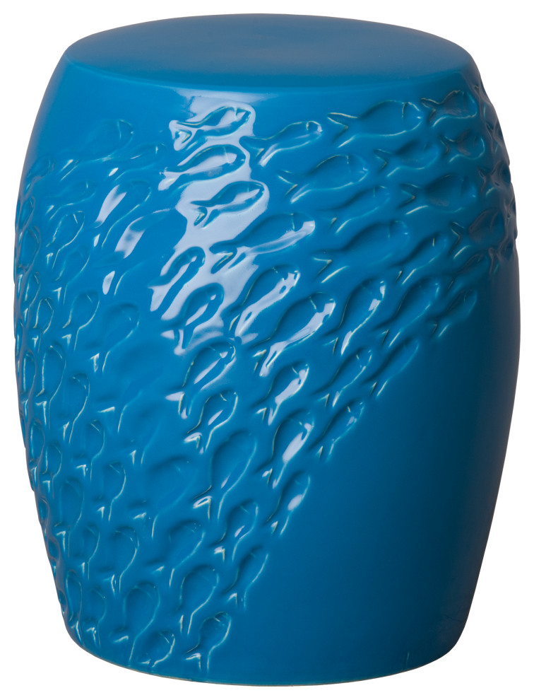 Fish Turquoise Ceramic Garden Stool