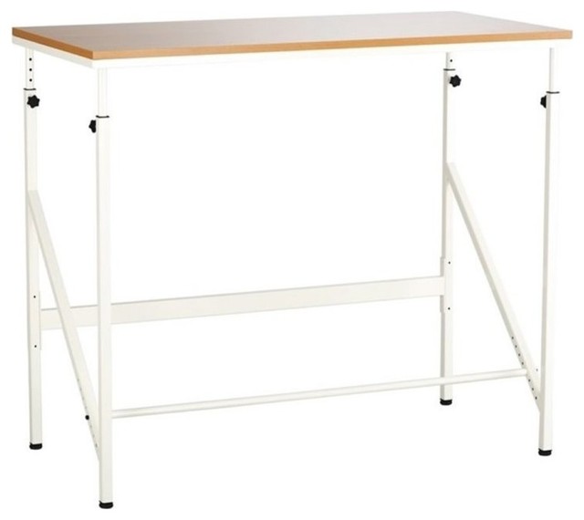 Standing Height Desk, 48wx24dx50h, Beech/Cream