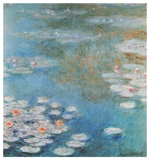 "Waterlilies At Giverny 1908" Digital Paper Print by Claude Monet, 17"x18"