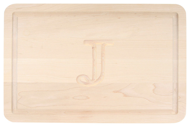 BigWood Boards Rectangle Monogram Maple Cutting Board, J