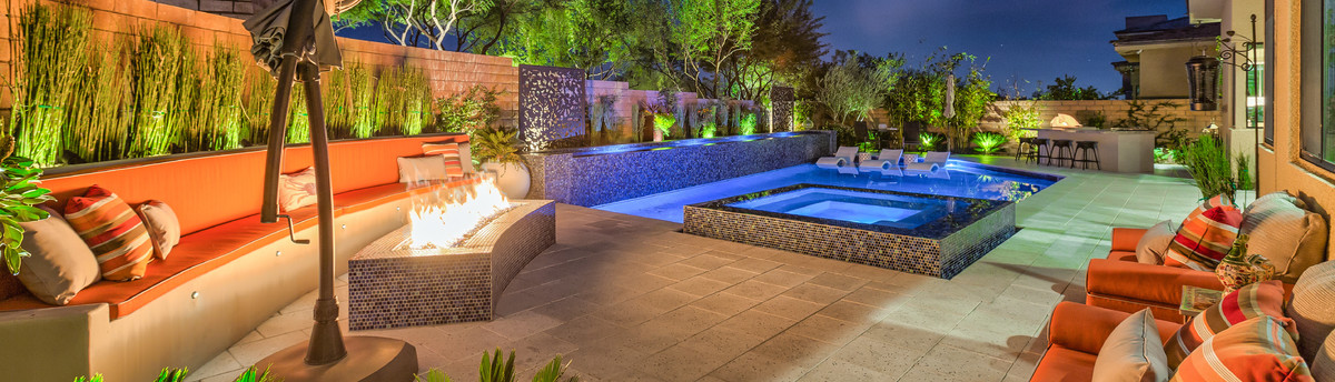 Geometric Pool With Fireplace Water Feature Swim Up Bar And Sunken Geometric Pool With Fireplace Water Feature Swim Up Bar And Sunken Bbq Retreat