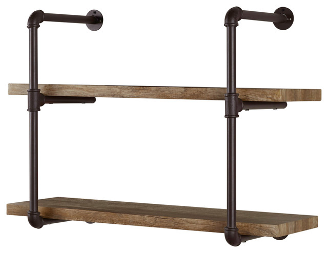 Danya B. 2 Tier Industrial Pipe Wall Shelf