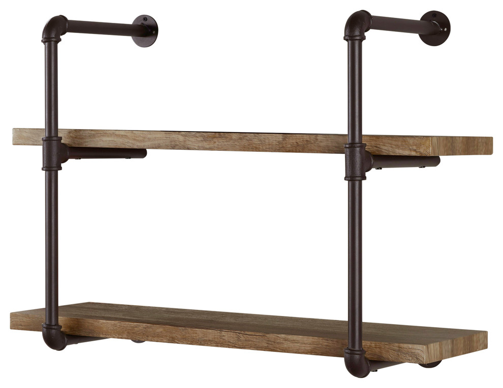 Danya B. 2 Tier Industrial Pipe Wall Shelf