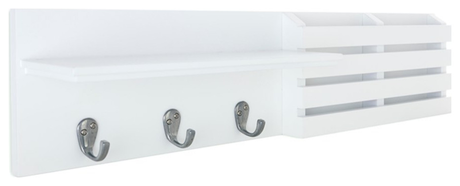 kieragrace KG Contemporary  Sydney Mail Shelf  3 Hooks White Engineered Wood