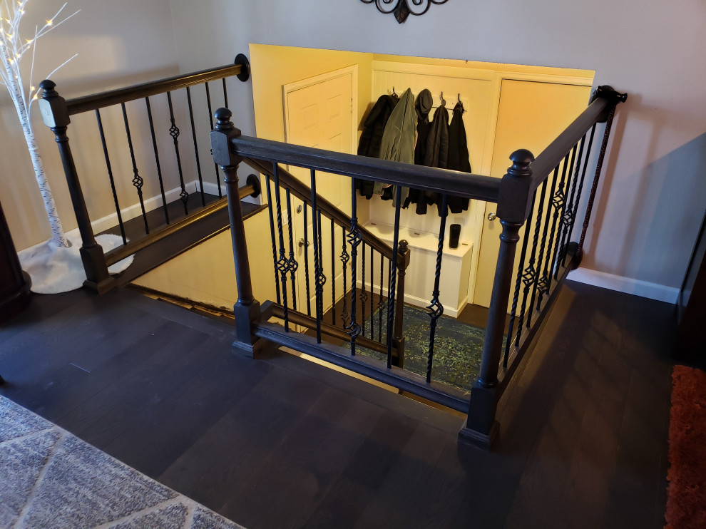 Classic Iron Balusters & Dark Wood Staircase Transformation