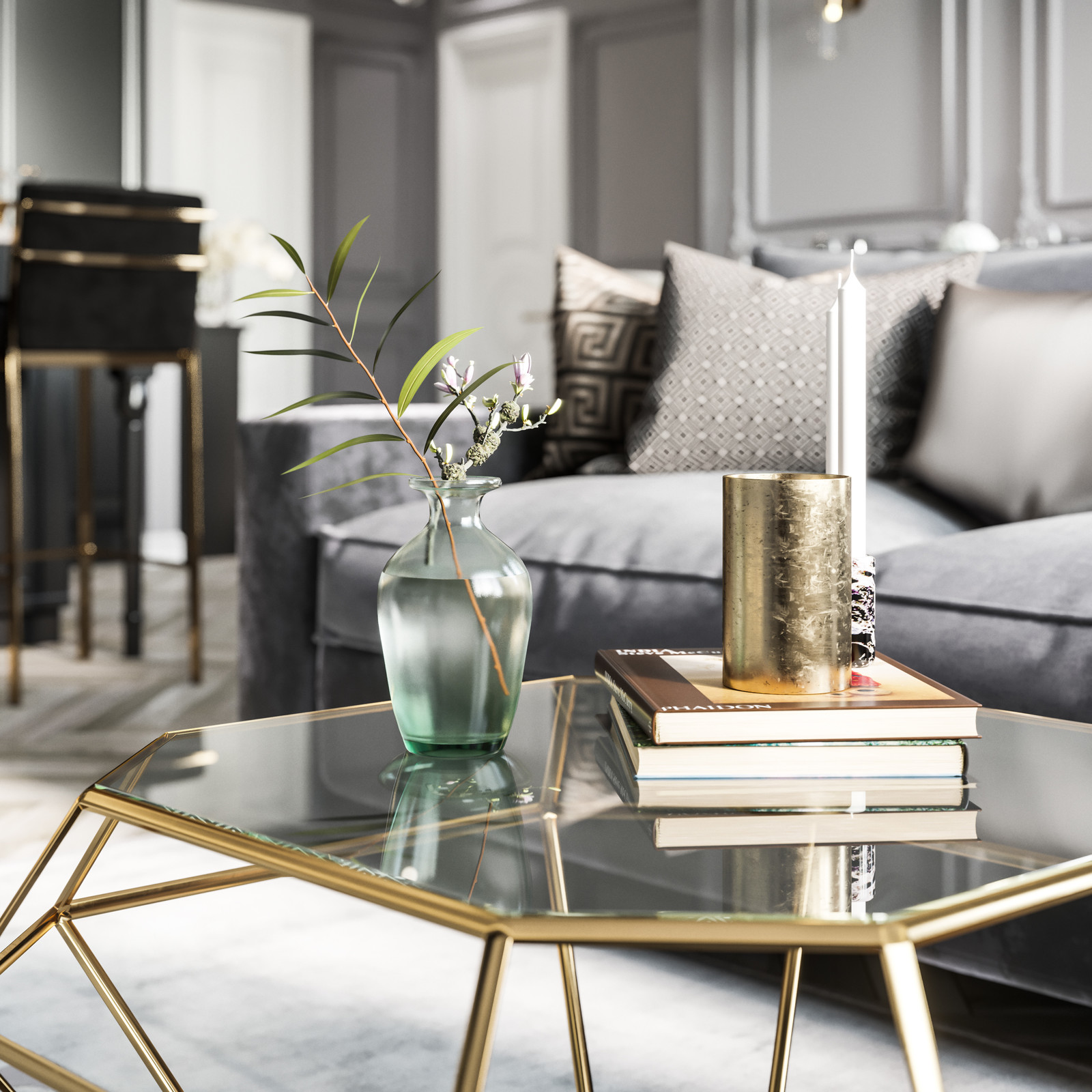 Дизайн проект элитной квартиры в Москве Grey&Gold