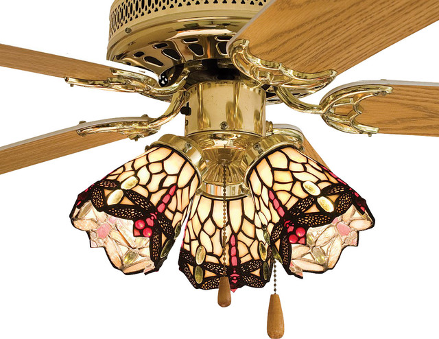 4 Tiffany Hanginghead Dragonfly Fan Light Shade