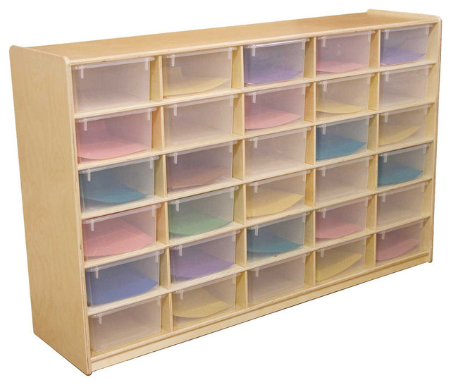 5" Letter Tray Storage Unit With Translucent Trays, Set Of 30 Contemporary Toy Organizers