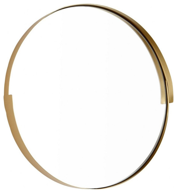 Modern Geometric Round Decorative Wall Mirror in Gold Imperfect Iron