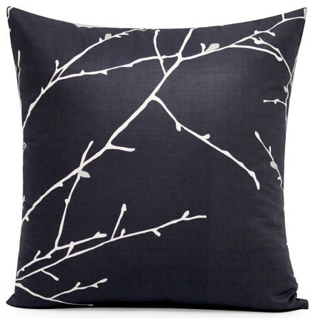 18"x18" Charcoal Gray Branches Decorative Pillow Cover, 18"x18"