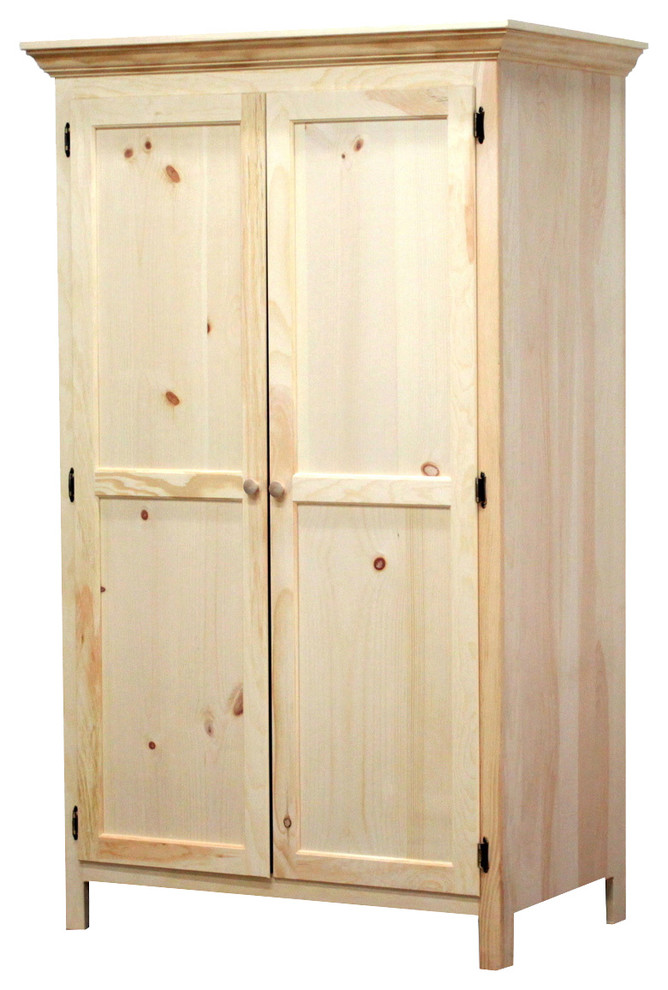 Classic Wardrobe 26x43x72 Pine Wood, Unfinished Pine Storage Cabinet
