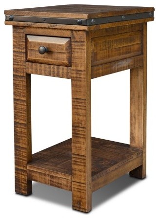 Addison Rustic Distressed Wood Narrow End Table With Drawer