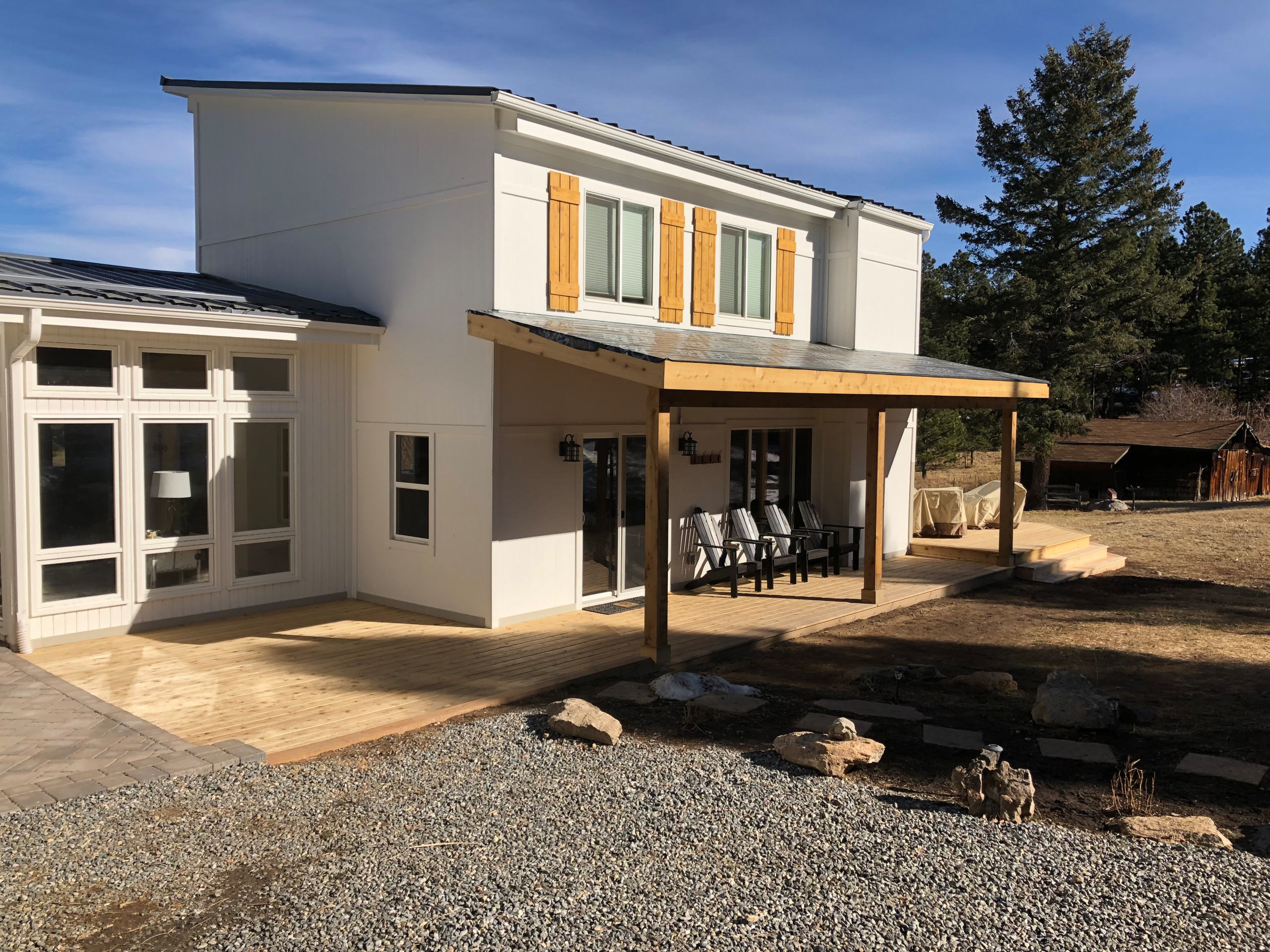 Cedar Proch Deck with Shed Roof