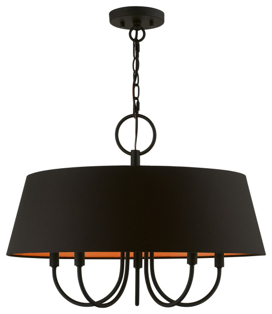 Livex Lighting 5 Light Black Pendant Chandelier - Transitional ...