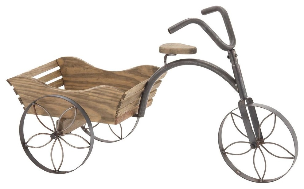Attractive Customary Styled Metal Wood Tricycle Planter