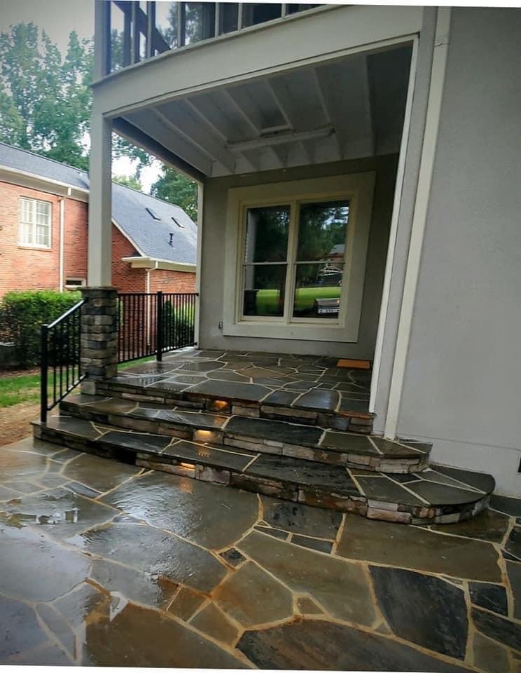 Flagstone Steps with Rails