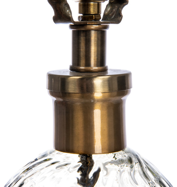 Textured Glass Base Table Lamp With Cotton Drum Shade, White ...