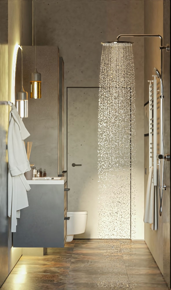 Санузел с душевой в частном доме